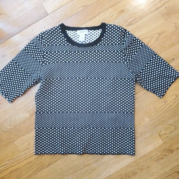 Carmen Marc Valvo Womens knit black and white pullover top (size M, runs small). - Picture 6 of 15